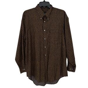 90s Y2K VTG Time Pieces Retro Geometric Abstract Print Shirt Mens M Button Down